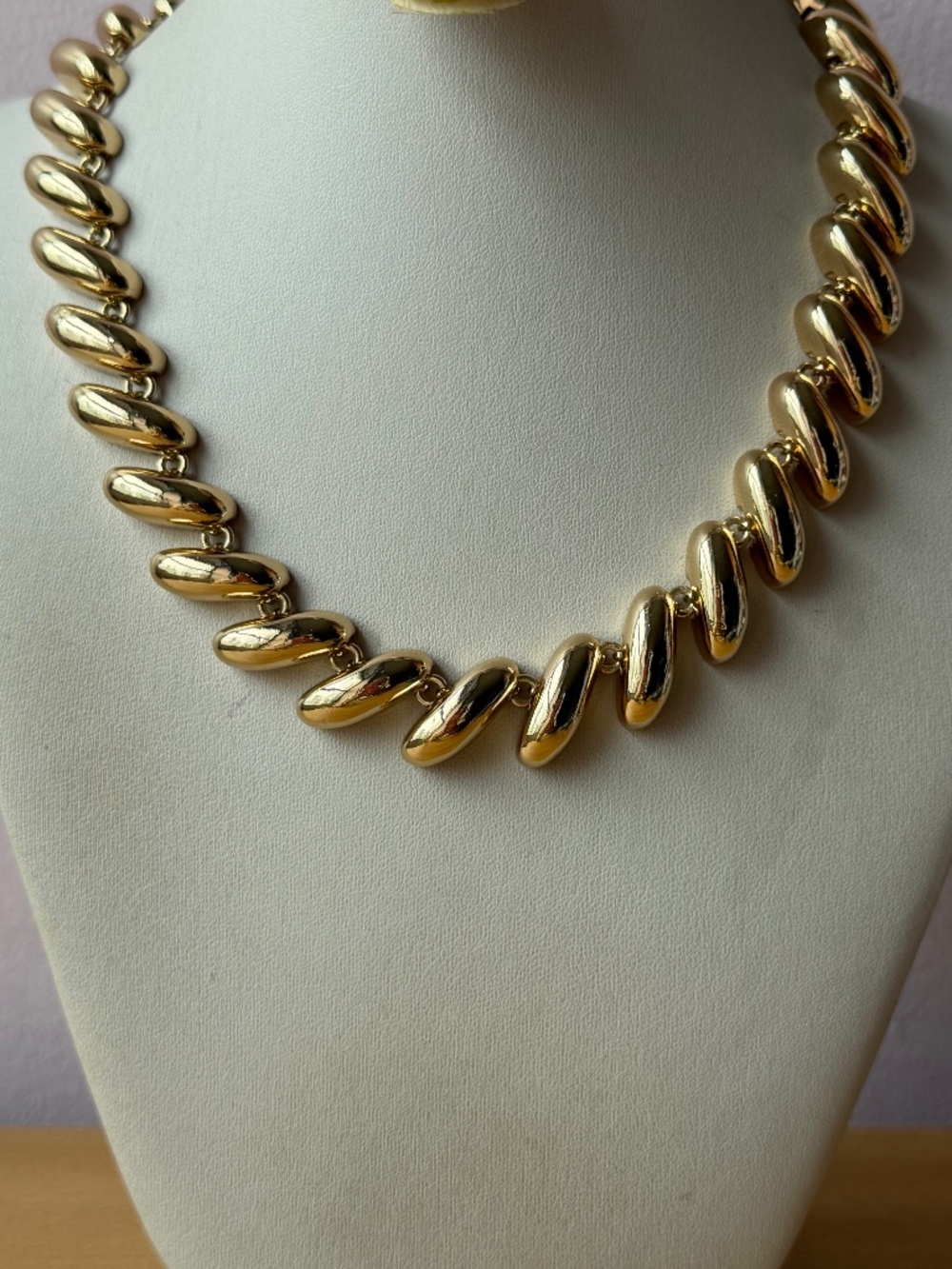 VINTAGE SAN MARCO LINK CHUNKY GOLDTONE METAL COLLAR NECKLACE EXTENDER STATEMENT